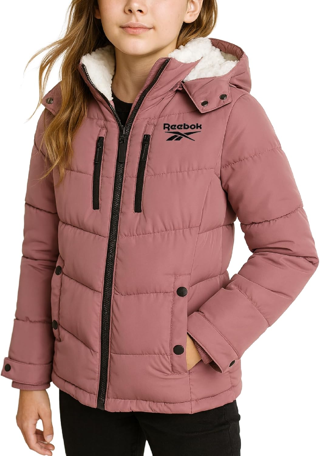 Reebok Girls Winter Coat - Heavyweight Quilted Puffer Jacket