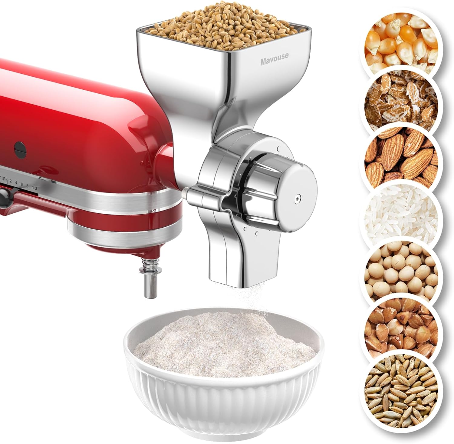 All Metal Grain Mill Attachment for Kitchenaid Stand Mixer