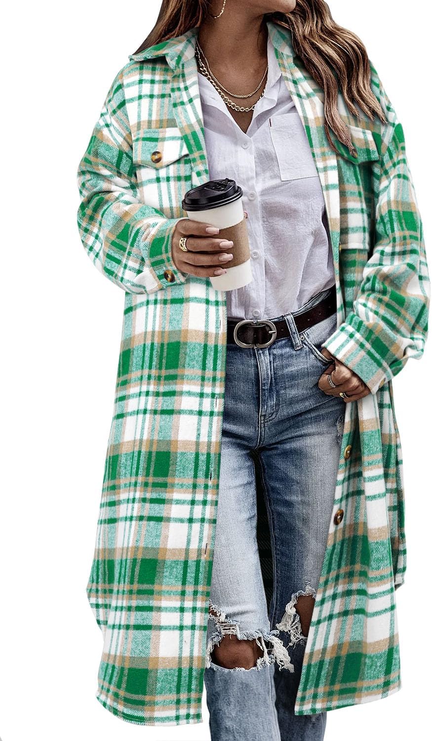 Stylish Womens Plaid Shacket Jacket for Casual Wear and Comfort