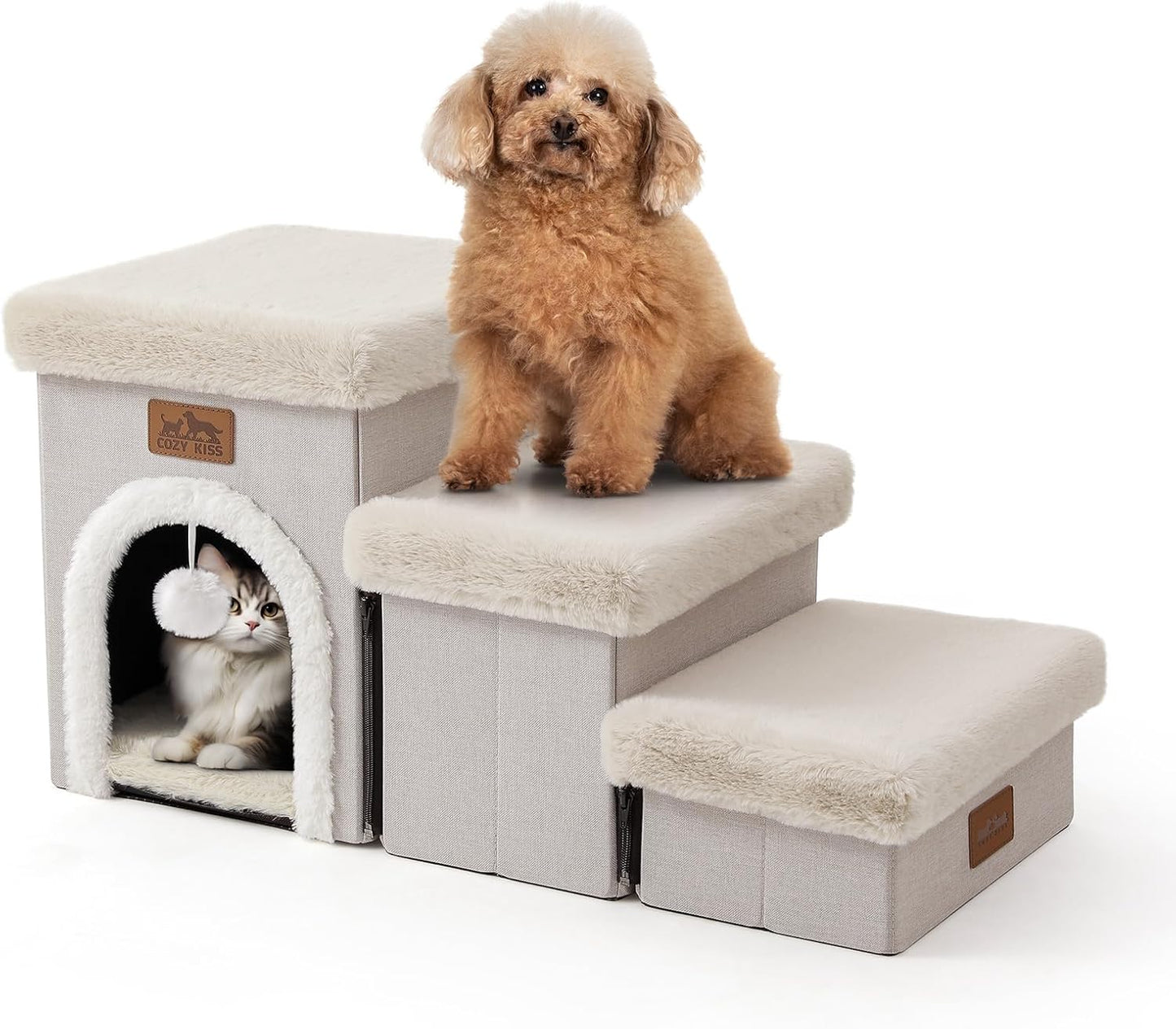 Dog Stairs for Small Dogs with Storage and Condo, 14 H