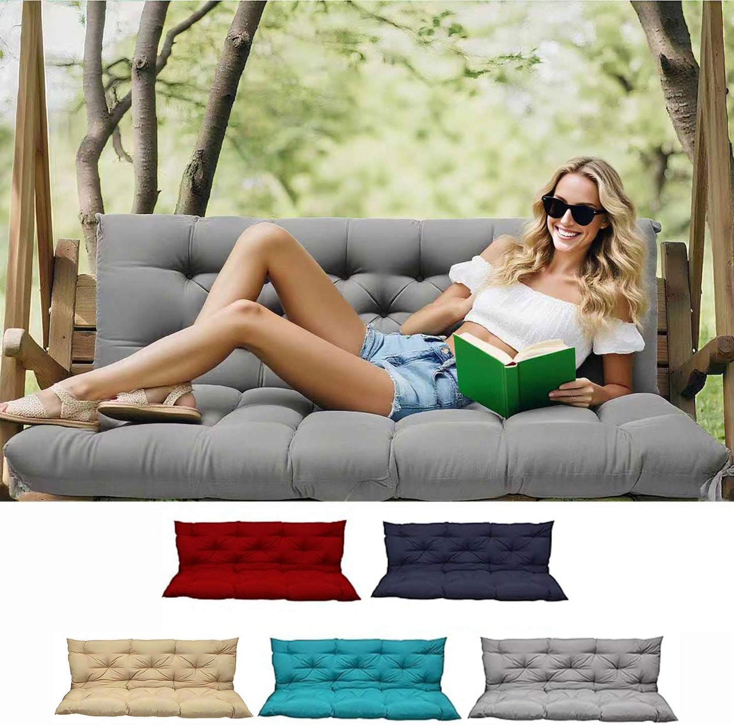 Porch Swing Cushions for 3 Seater Replacement with Backrest