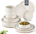 AmorArc Ceramic Dinnerware Set for 6 - Rustic Speckled Stoneware