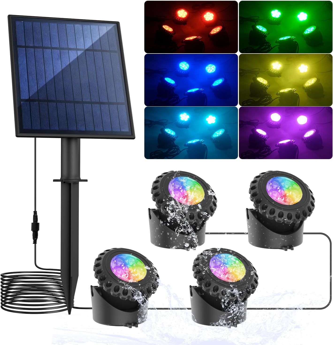 T-SUN Solar Pond Light - Super Bright LED Underwater Lights