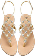 Rhinestone Flat Sandals for Women T-Strap Thong - Sparkle Flats
