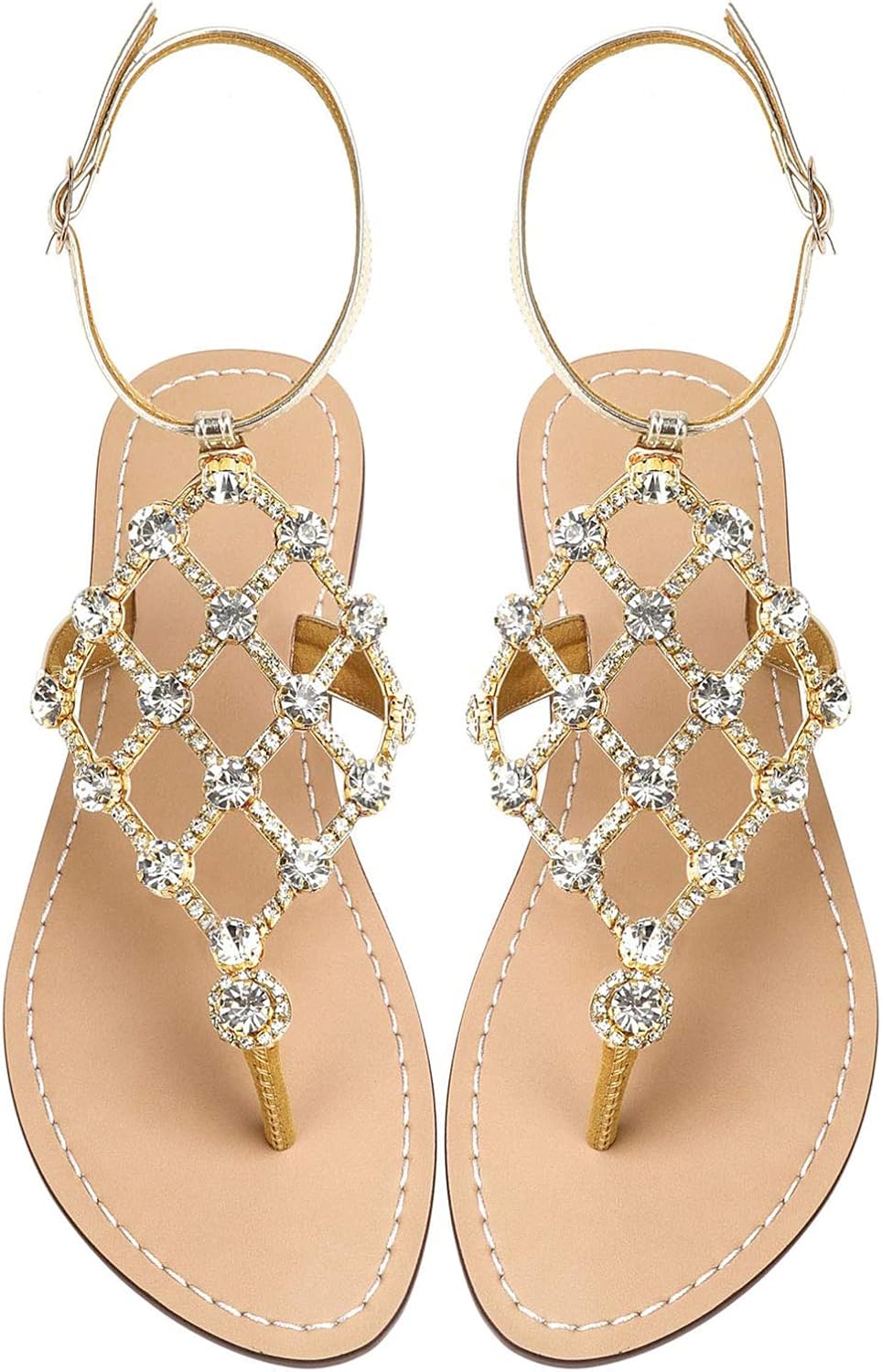 Stylish Rhinestone Flat Sandals for Women - Perfect Summer Footwear