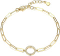 Cubic Zirconia Geometric Circle Paperclip Chain Bracelet - Timeless