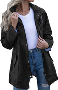 Kikibell Rain Jacket Women Striped Lined Hooded (Style PMH4)