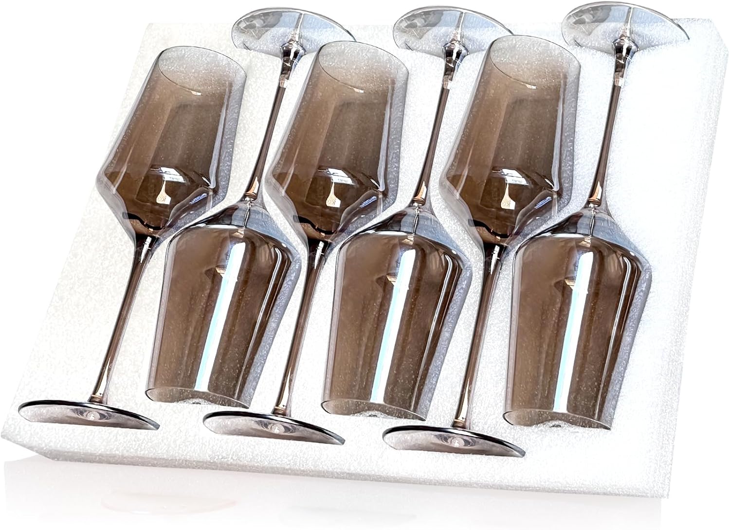 Smokey Gray Wine Glasses Set of 6 - Elegant Kitchen Accessories
