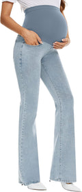 GLAMIX Women's Stretch Maternity Bootcut Jeans - Flattering Over-Belly