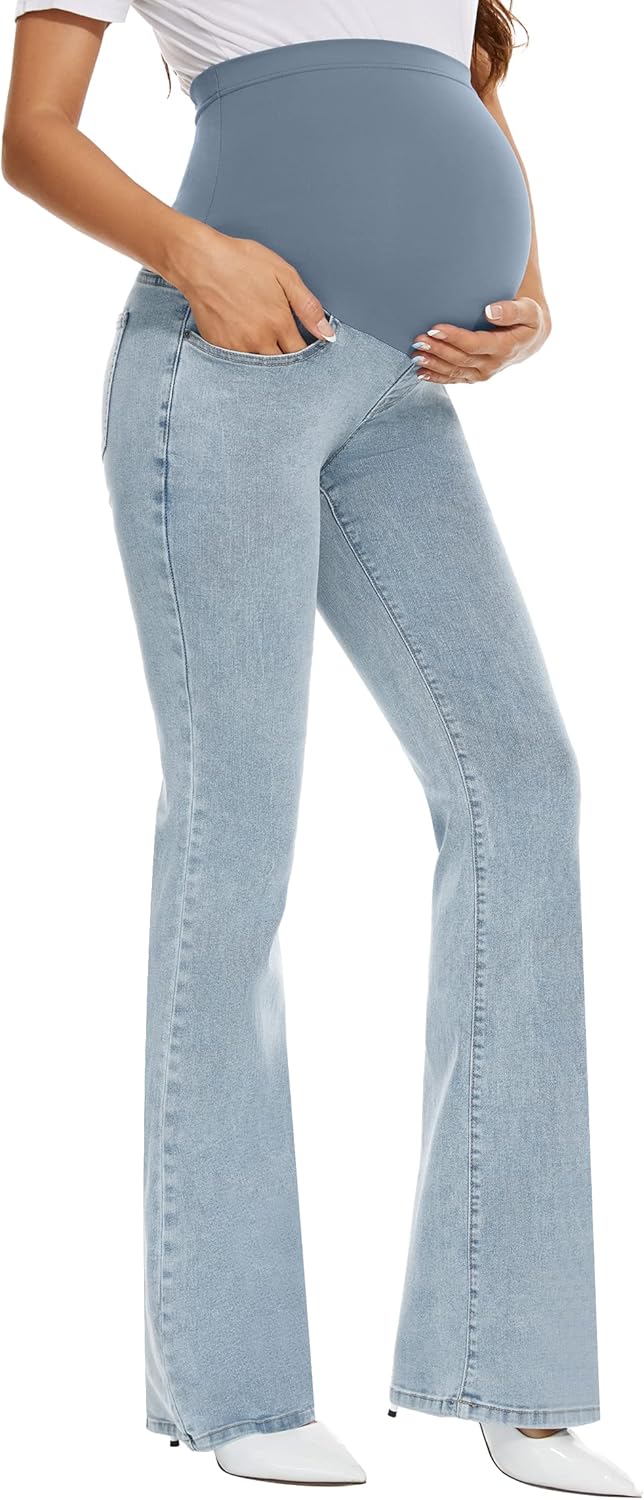 GLAMIX Women's Stretch Maternity Bootcut Jeans for Comfort