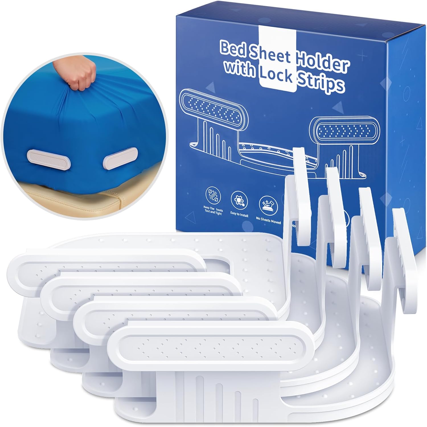 Bed Sheet Holder with Lock Straps for Firm and Tight Fit