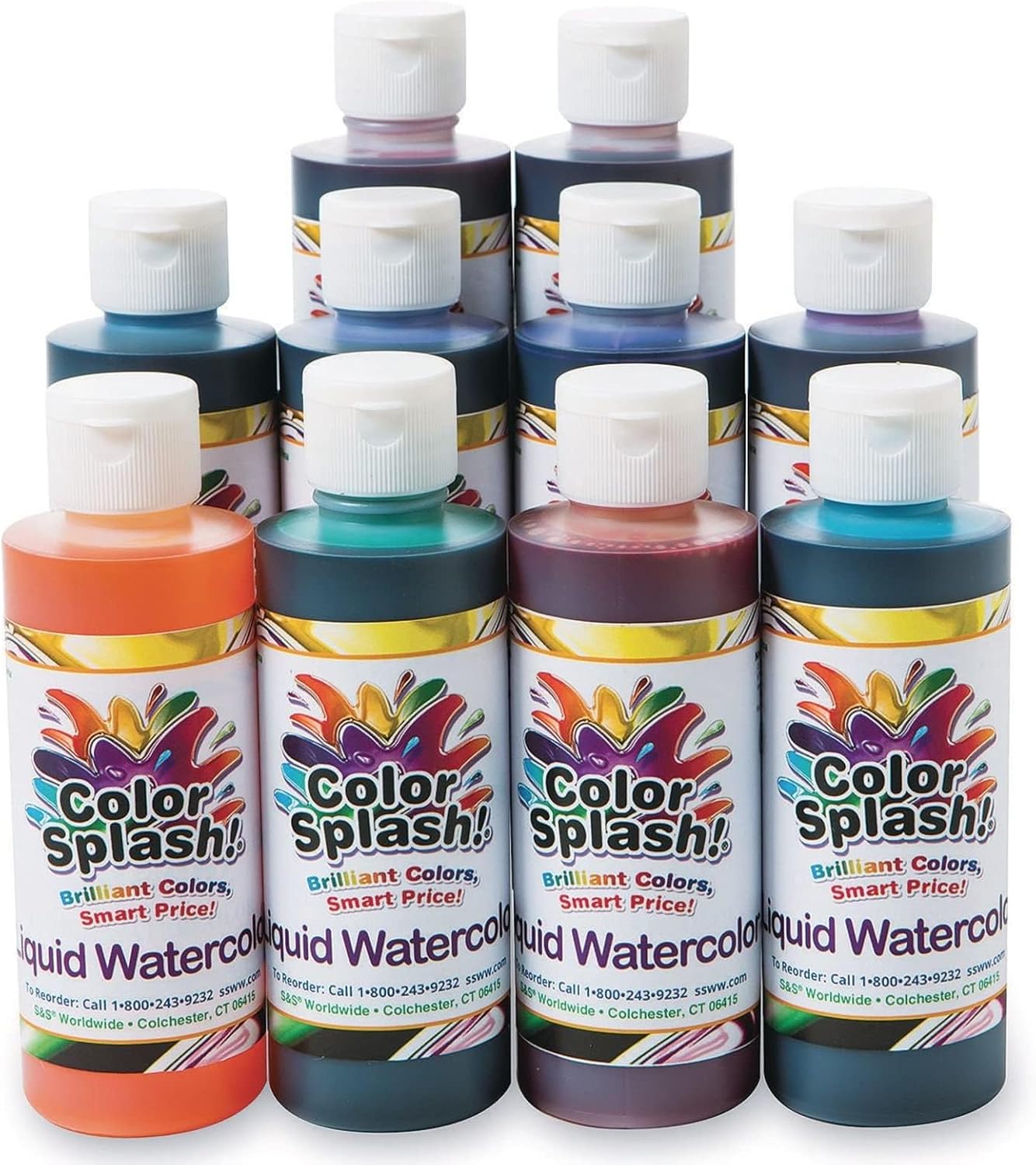 Color Splash Liquid Watercolor Paint Set with 10 Vivid Colors