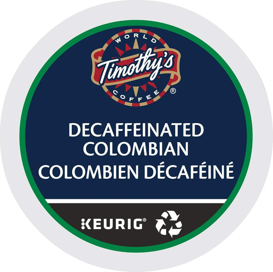 Timothy's World Coffee DECAF Colombian K-Cups for Keurig