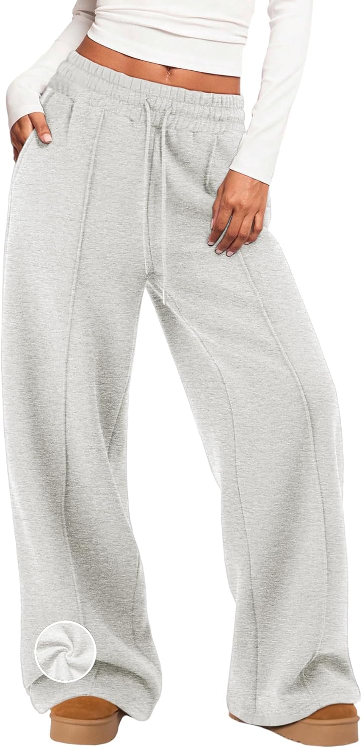 Womens Wide Leg Sweatpants Fleece Lined Baggy Pants for Winter