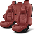 Wine Red Car Seat Covers Full Set - Comfortable Breathable Fit