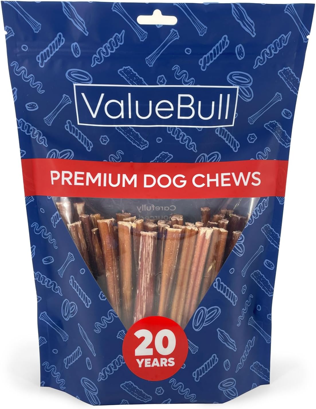 ValueBull Bully Sticks for Small Dogs - Extra Thin 6 Inch Treats