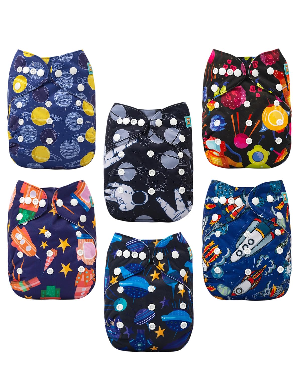 ALVABABY Baby Cloth Diaper 6 Pack with 12 Inserts for Comfort