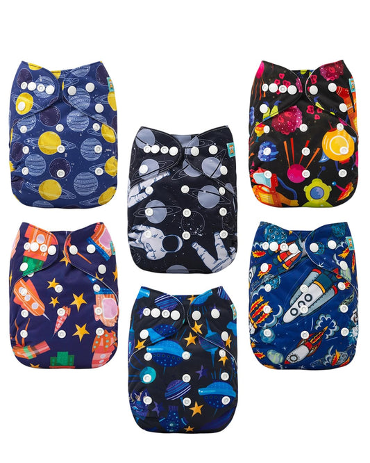 ALVABABY Baby Cloth Diaper 6 Pack with 12 Inserts for Comfort