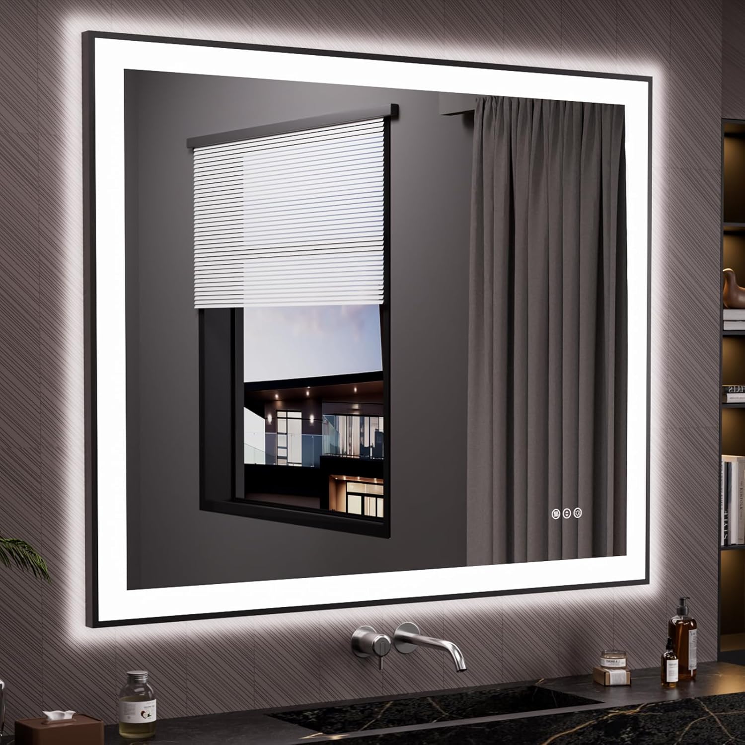 Dimmable LED Bathroom Mirror with Anti-Fog and Memory Function