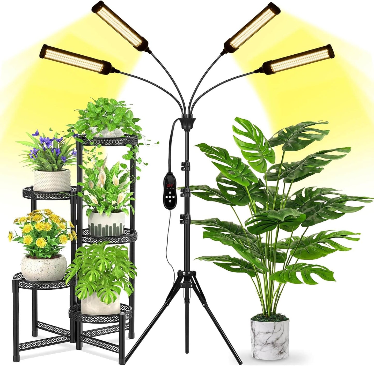 LED Grow Lights for Indoor Plants with Adjustable Stand and Timer