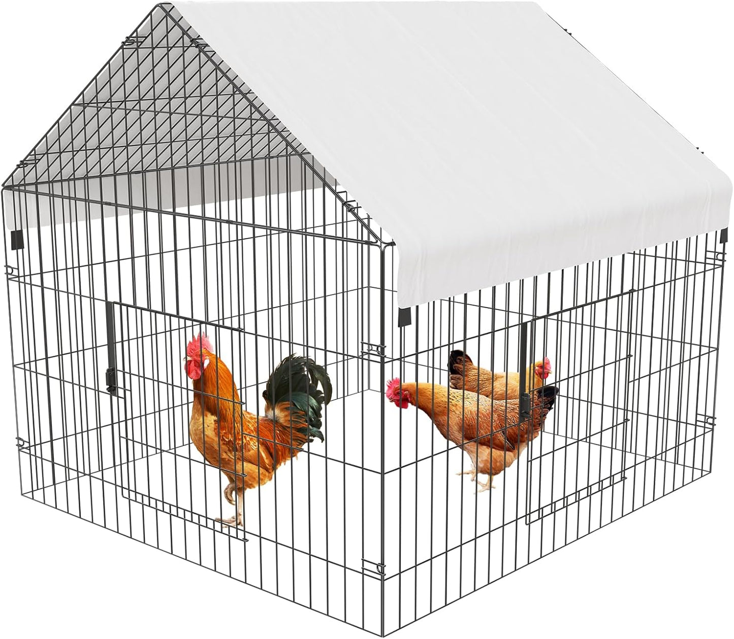 Metal Chicken Coop with Waterproof Cover for Outdoor Use