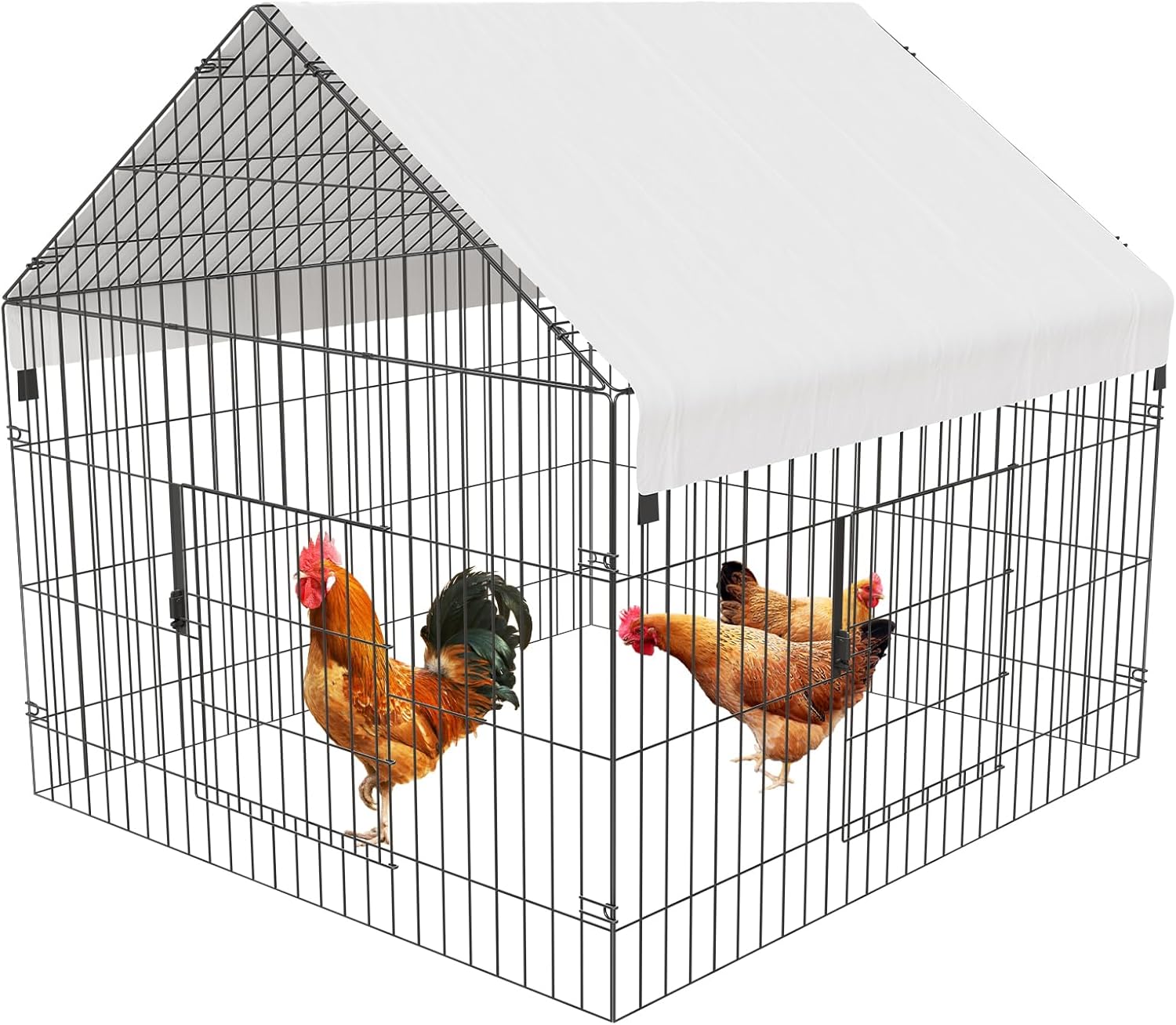 Metal Chicken Coop with Waterproof Cover for Outdoor Use