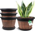 Quarut Large 4 Pack 14 in Plant Pots - Vintage Whiskey Barrel Planters