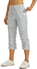 Women's Quick-Dry Capris Travel Pants Lightweight Striped Fit