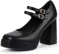 Women's Mary Jane Chunky Platform Heels - Comfortable Dress Pumps