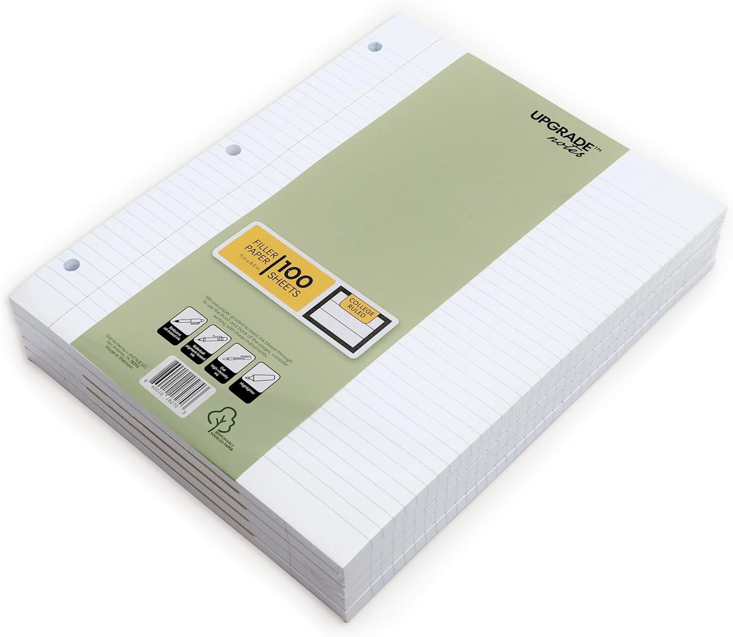 Ink Bleed Resistant College-Ruled Filler Paper: 500 Sheets