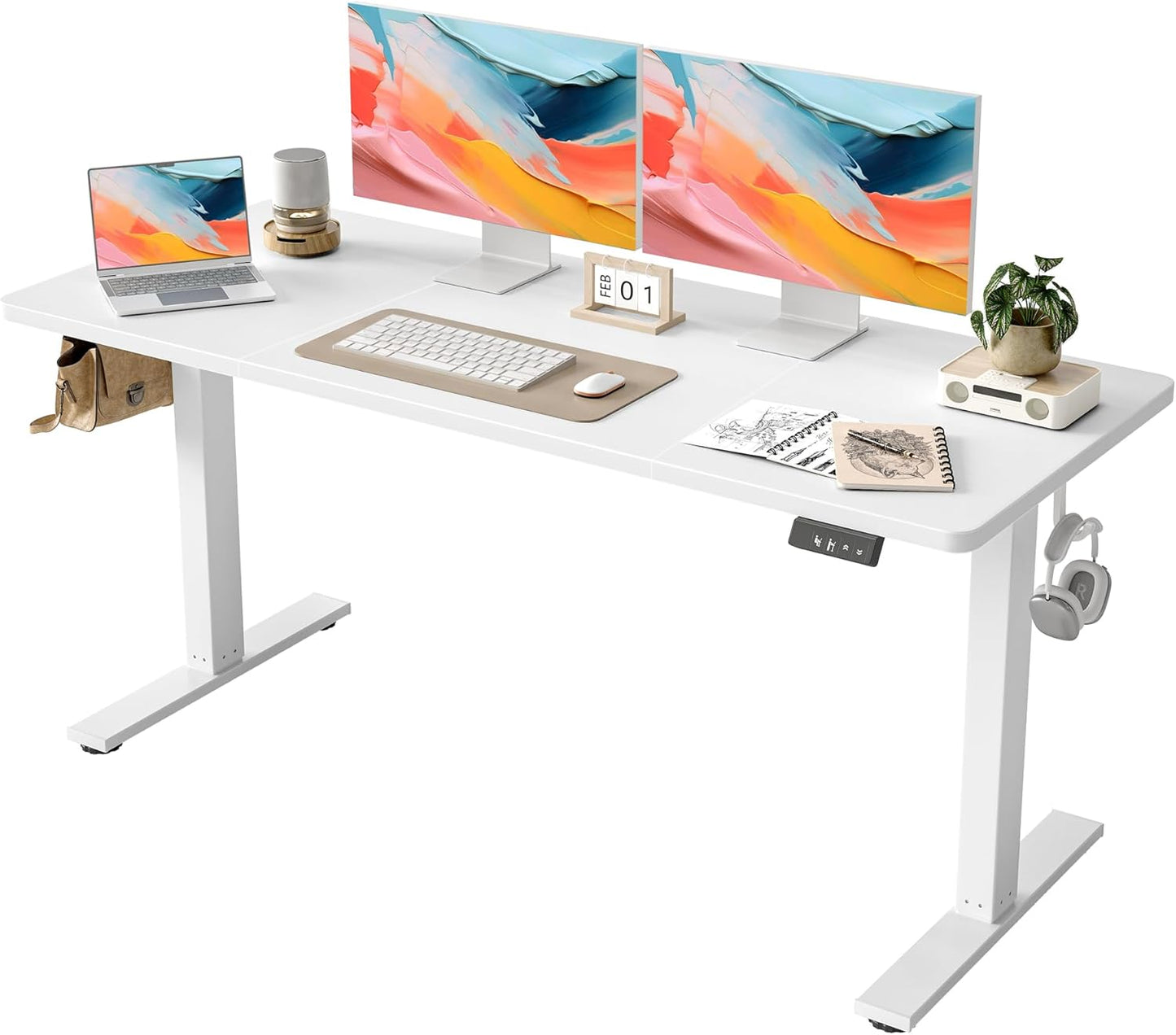 TIQLAB Electric Standing Desk for Home Office - Adjustable Height
