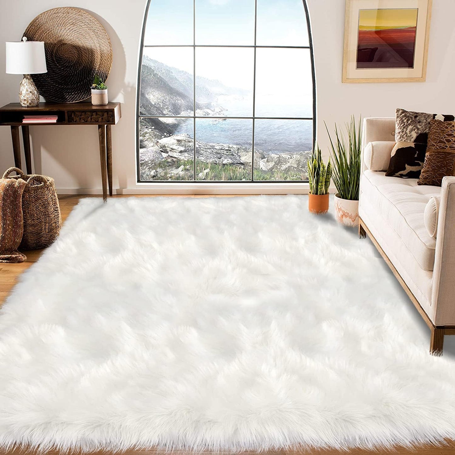 Latepis 6x9 Faux Fur Sheepskin Rug for Luxury Room Decor