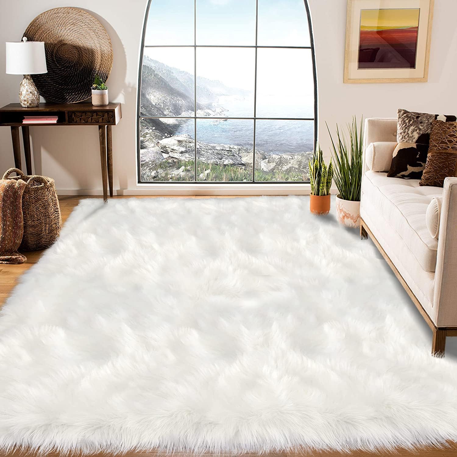 Latepis 6x9 Faux Fur Sheepskin Rug for Luxury Room Decor