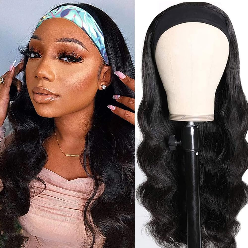 Headband Wig Human Hair Body Wave 16 Inch for Black Women