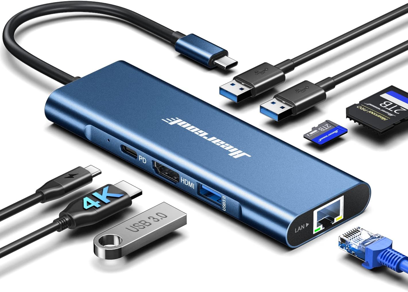 Hiearcool USB C Hub 8in1 Docking Station for 4K HDMI Use