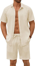 COOFANDY Mens Beach Outfits 2 Piece Set - Lightweight Summer Texture