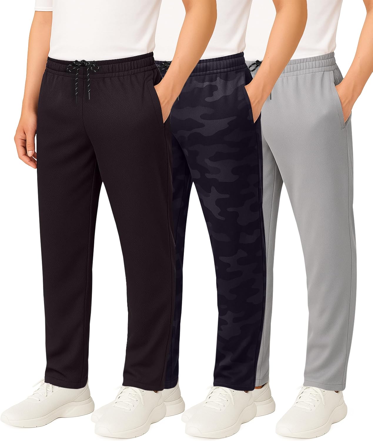 Boys' Mesh Open Bottom Active Sweatpants with Pockets & Drawstring