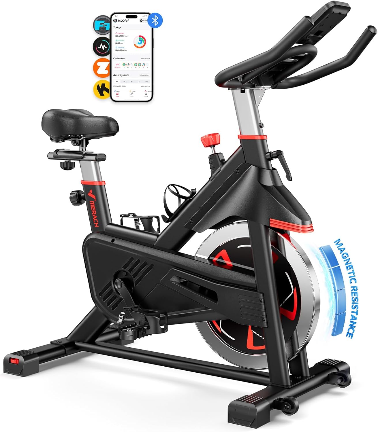 MERACH Magnetic Exercise Bike with App for Home Gym Fitness