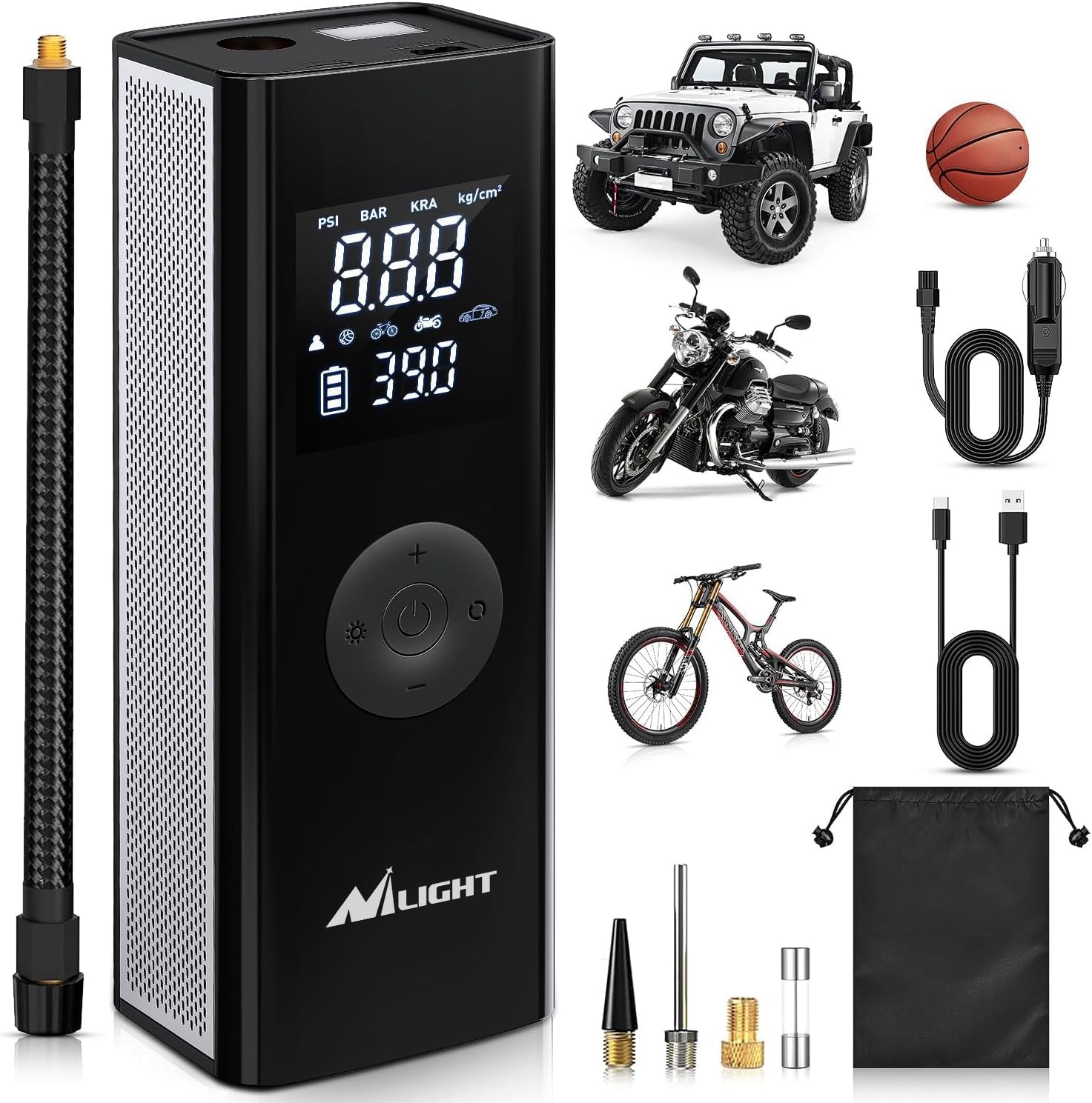 Nilight Portable Tire Inflator with Digital Pressure Gauge