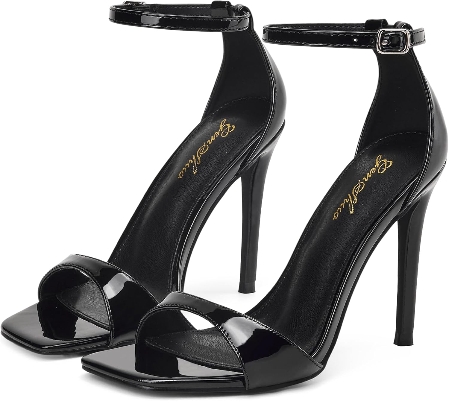 GENSHUO High Heeled Sandals with Square Open Toe for Women