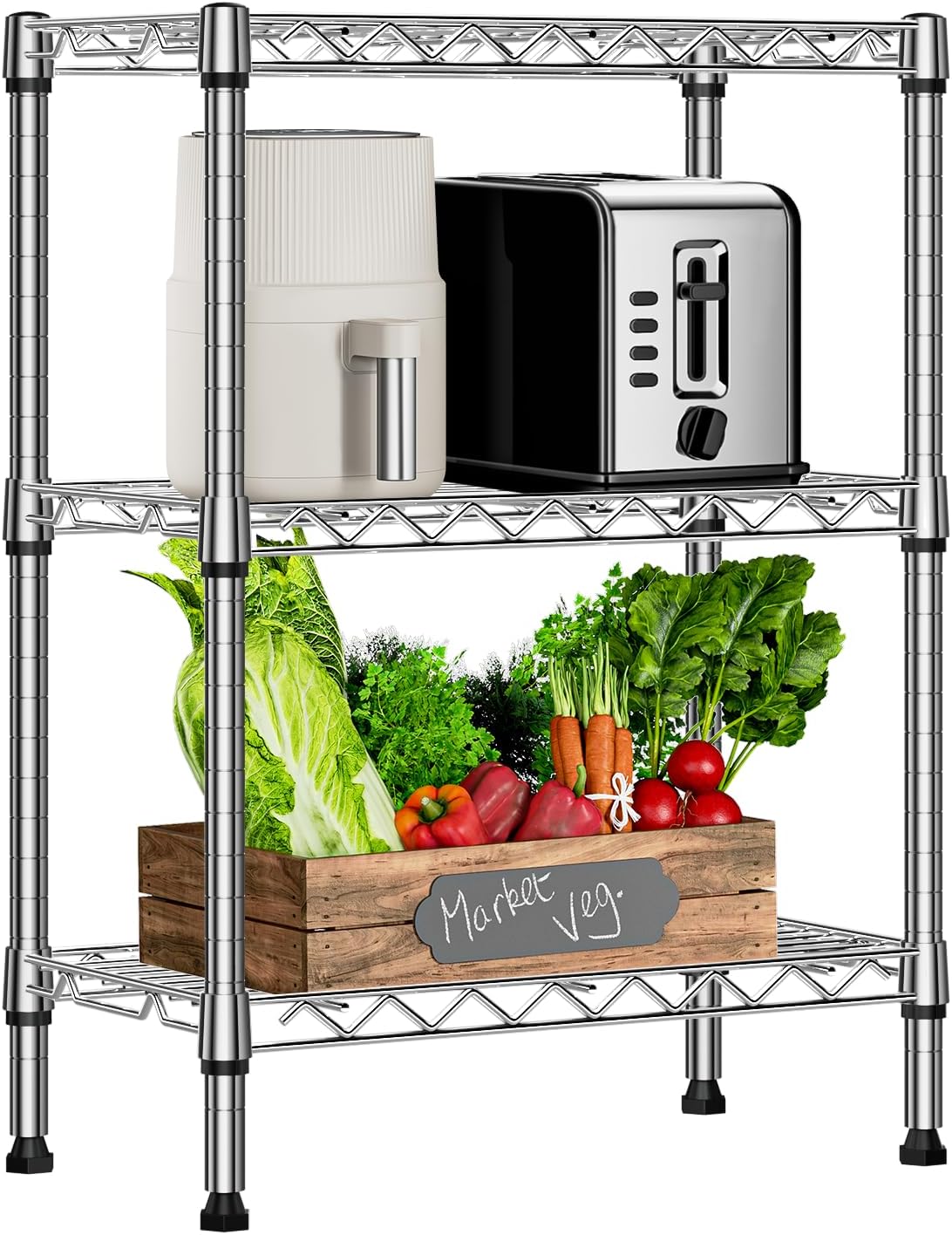 750 lbs 3 Tier Shelf Metal Storage Shelves for Home Organization