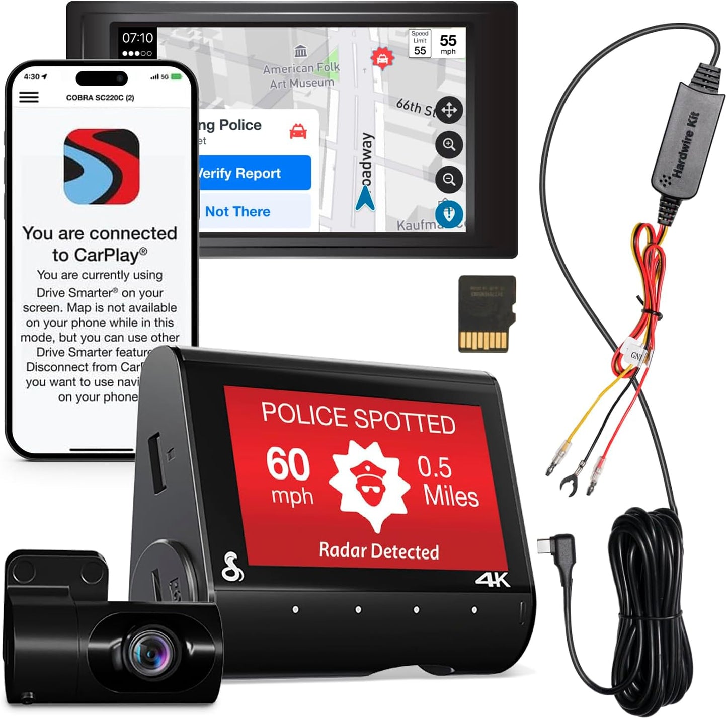Cobra SC 250R Smart Dash Cam with 4K Resolution and Alerts