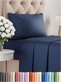 Twin Size Navy Blue 3 Piece Sheet Set - Cooling, Deep Pockets