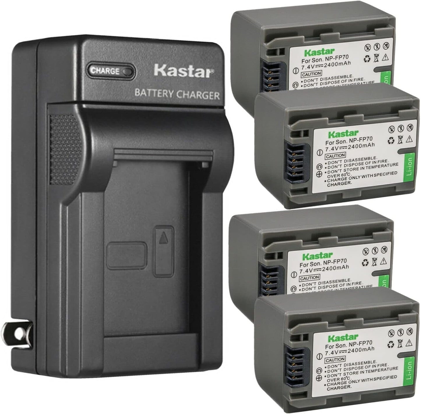 Kastar 4-Pack NP-FP70 Battery and Charger for Sony Cameras