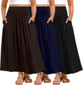 Ficerd Plus Size Maxi Long Skirts for Curvy Women with Pockets