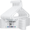 Ultra Heavy Duty Plastic Clothes Hangers - White 24 Pack