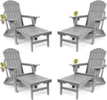 Set of 4 Adjustable Folding Adirondack Chairs with Matching Ottoman