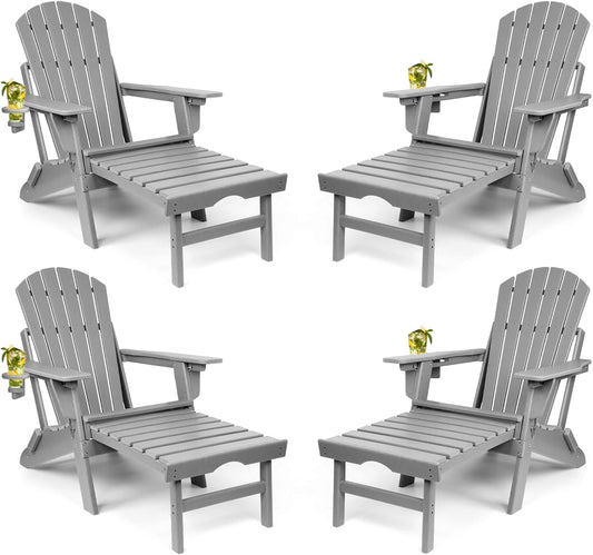 Adjustable Folding Adirondack Chairs Set of 4 with Ottoman