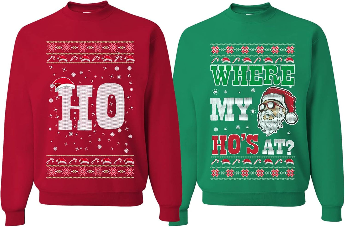 Where My Ho's At? Ugly Christmas Couples Sweaters for Adults