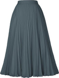 High Elastic Waist Pleated Chiffon Midi Skirt - Flowy (Style 998M)
